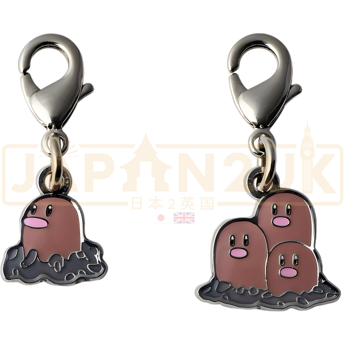Pokemon Center Japan - 0050 / 0051 Diglett & Dugtrio Metal Charm/Keychain