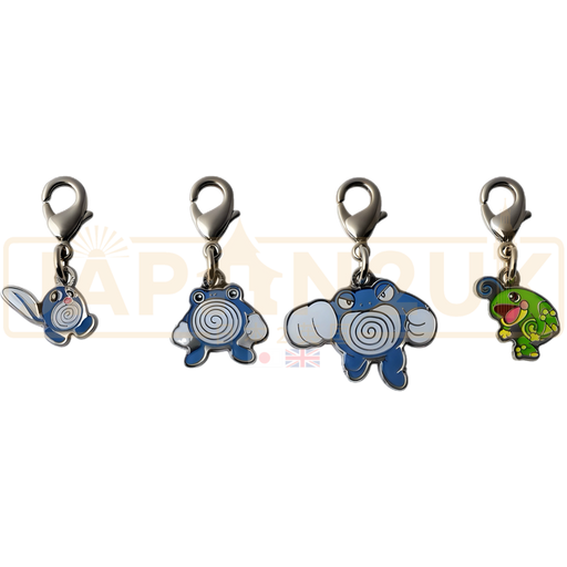 Pokemon Center Japan - 0060 / 0061 / 0062 / 0186 Poliwag, Poliwhirl, Poliwrath &  Politoed Metal Charm/Keychain
