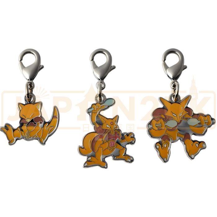 Pokemon Center Japan - 0063 / 0064 / 0065 Abra, Kadabra & Alakazam Metal Charm/Keychain