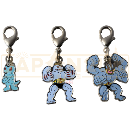 Pokemon Center Japan - 0066 / 0067 / 0068 Machop, Machoke & Machamp Metal Charm/Keychain