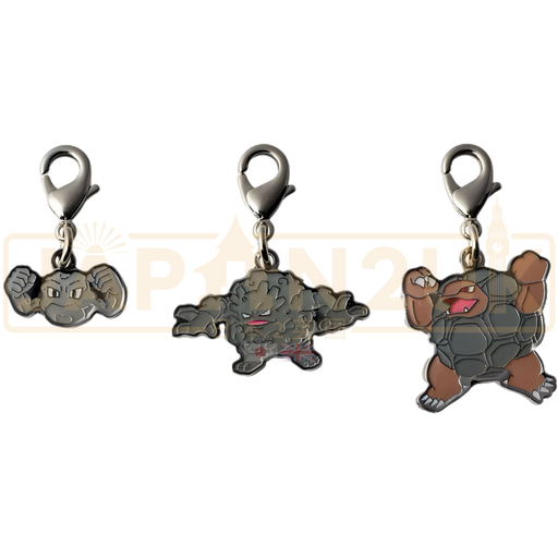 Pokemon Center Japan - 0074 / 0075 / 0076 Geodude, Graveler & Golem Metal Charm/Keychain