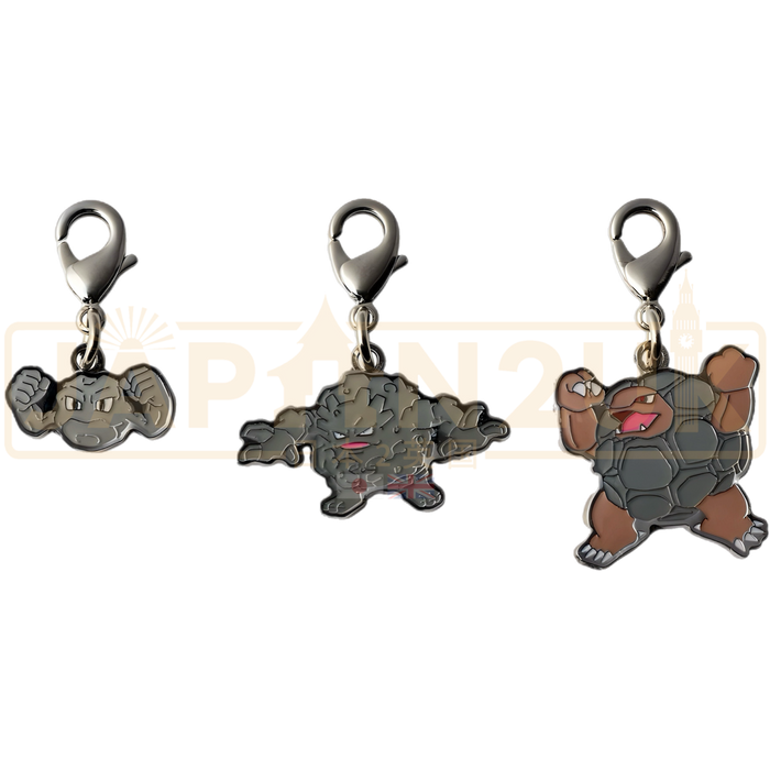Pokemon Center Japan - 0074 / 0075 / 0076 Geodude, Graveler & Golem Metal Charm/Keychain