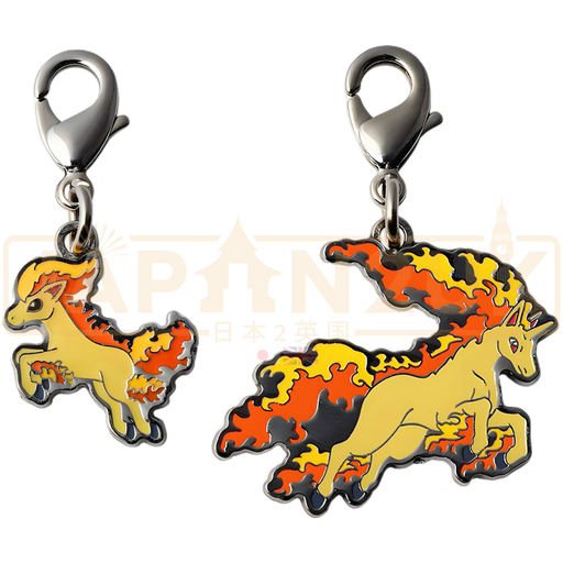 Pokemon Center Japan - 0077 / 0078 Ponyta & Rapidash Metal Charm/Keychain