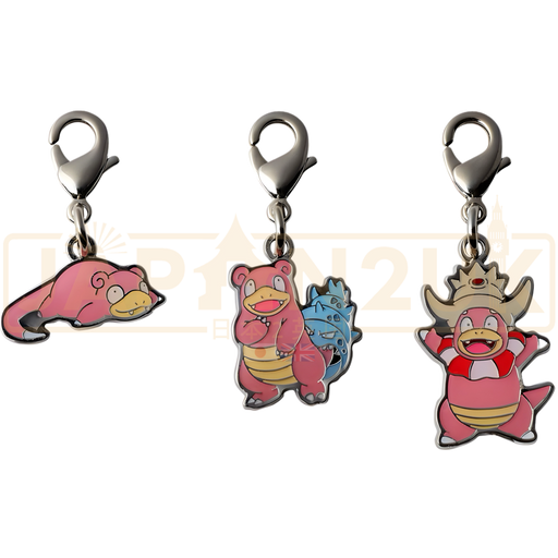 Pokemon Center Japan - 0079 / 0080 / 0199 Slowpoke, Slowbro & Slowking Metal Charm/Keychain