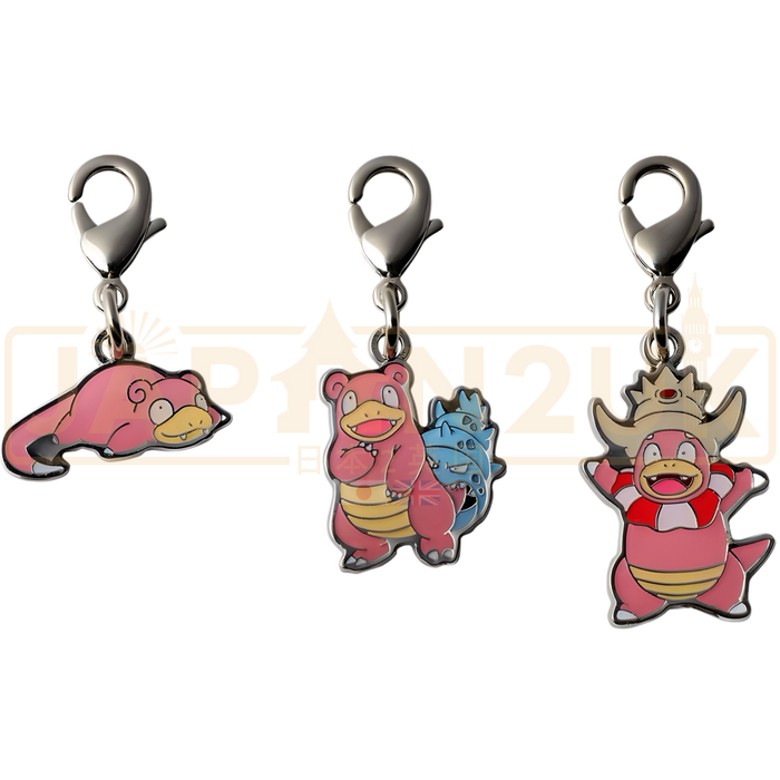 Pokemon Center Japan - 0079 / 0080 / 0199 Slowpoke, Slowbro & Slowking Metal Charm/Keychain
