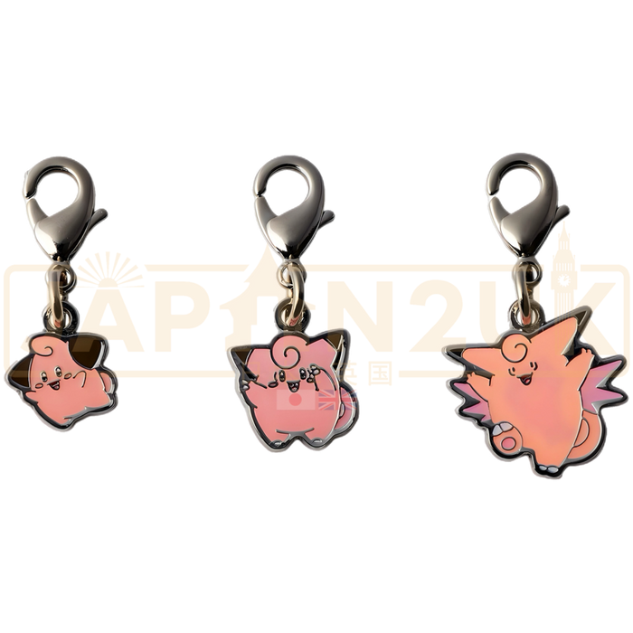 Pokemon Center Japan - 0173 / 0035 / 0036 Cleffa, Clefairy & Clefable Metal Charm/Keychain