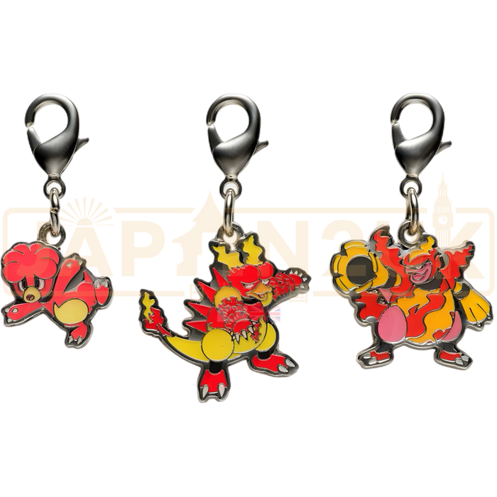 Pokemon Center Japan - 0240 / 0126 / 0467 Magby, Magmar & Magmortar Metal Charm/Keychain