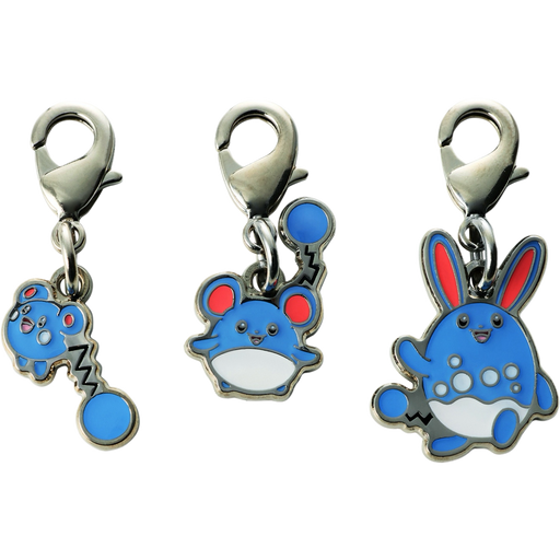 Pokemon Center Japan - 0298 / 0183 / 0184 Azurill, Marill & Azumarill Metal Charm/Keychain