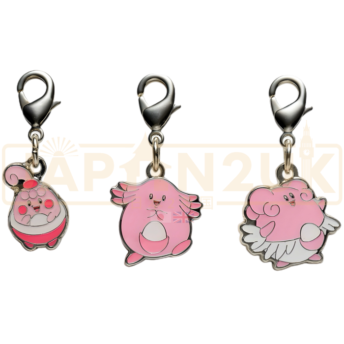 Pokemon Center Japan - 0440 / 0113 / 0242 Happiny, Chansey & Blissey Metal Charm/Keychain
