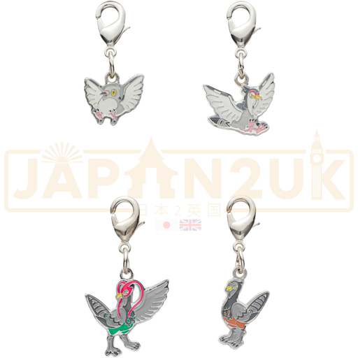 Pokemon Center Japan - 0519 / 0520 / 0521 Pidove, Tranquill & Unfezant (Both Forms) Metal Charm/Keychain