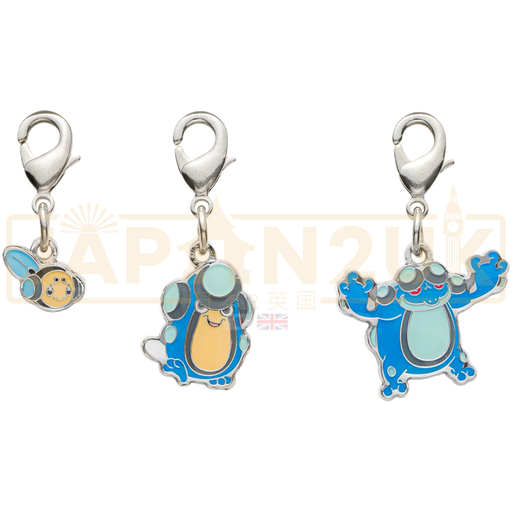Pokemon Center Japan - 0535 / 0536 / 0537 Tympole, Palpitoad & Seismitoad Metal Charm/Keychain