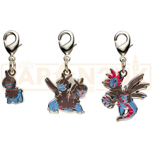 Pokemon Center Japan - 0633 / 0634 / 0635 Deino, Zweilous &amp; Hydreigon Metal Charm/Keychain