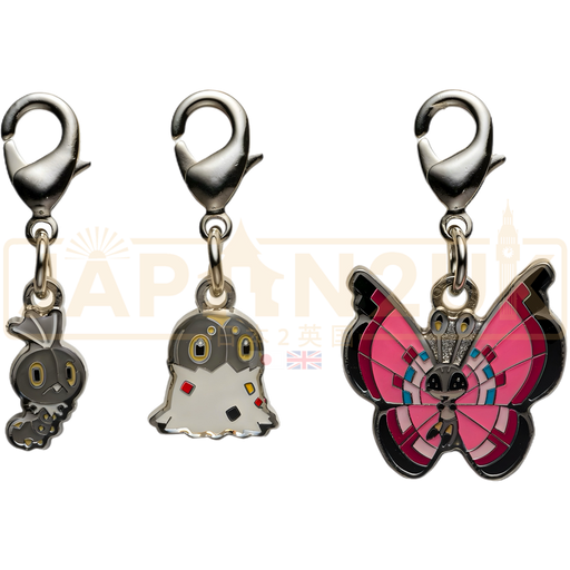 Pokemon Center Japan - 0664 / 0665 / 0666 Scatterbug, Spewpa & Vivillon Metal Charm/Keychain