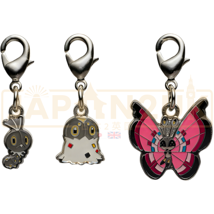 Pokemon Center Japan - 0664 / 0665 / 0666 Scatterbug, Spewpa & Vivillon Metal Charm/Keychain