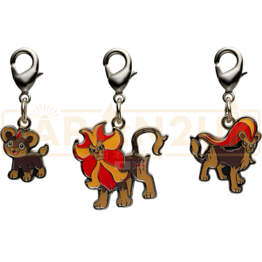 Pokemon Center Japan - 0667 / 0668 Litleo &amp; Pyroar [Both Forms] Metal Charm/Keychain