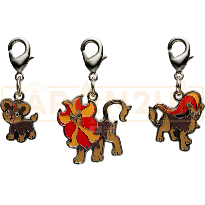 Pokemon Center Japan - 0667 / 0668 Litleo &amp; Pyroar [Both Forms] Metal Charm/Keychain