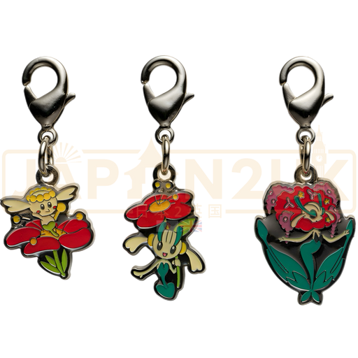 Pokemon Center Japan - 0669 / 0670 / 0671  Flabébé, Floette & Florges Metal Charm/Keychain