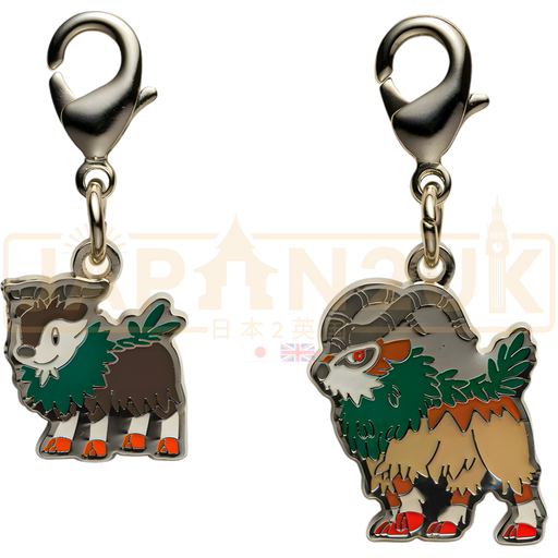 Pokemon Center Japan - 0672 / 0673 Skiddo & Gogoat Metal Charm/Keychain