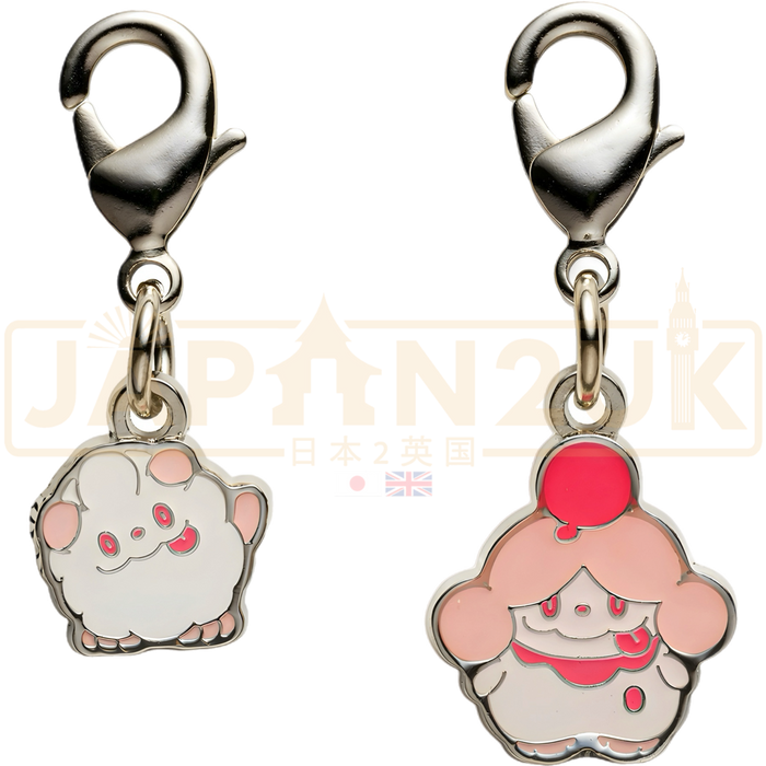 Pokemon Center Japan - 0684 / 0685 Swirlix & Slurpuff Metal Charm/Keychain