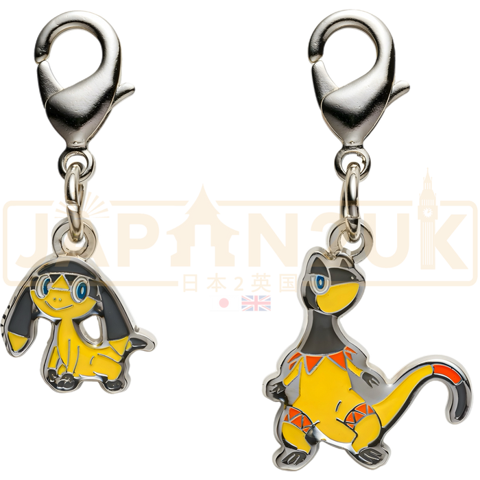 Pokemon Center Japan - 0694 / 0695 Helioptile & Heliolisk Metal Charm/Keychain