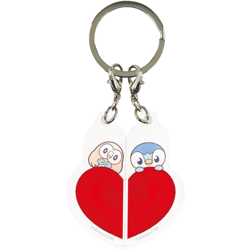 Pokemon Center Japan - 0722 / 0393 Rowlet & Piplup Heart Set Acrylic Charm/Keychain