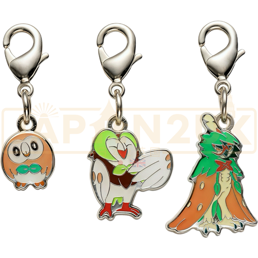 Pokemon Center Japan - 0722 / 0723 / 0724  Rowlet, Dartrix & Decidueye Metal Charm/Keychain