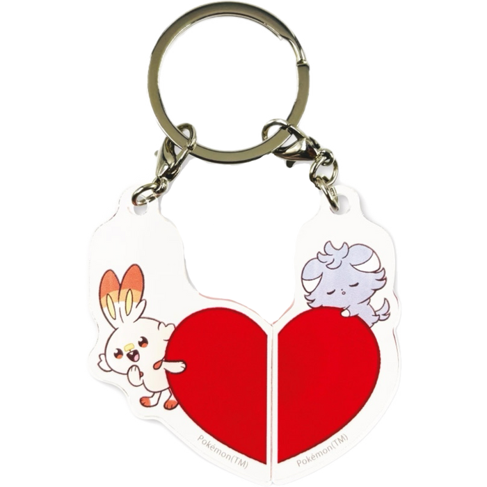 Pokemon Center Japan - 0812 / 0677 Scorbunny & Espurr Heart Set Acrylic Charm/Keychain