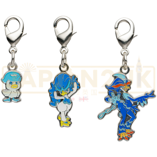 Pokemon Center Japan - 0912 / 0913 / 0914 Quaxly, Quaxwell & Quaquaval Metal Charm/Keychain