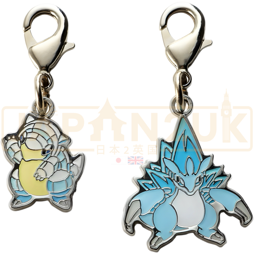 Pokemon Center Japan - A027 / A028  Alolan Sandshrew & Alolan Sandslash Metal Charm/Keychain