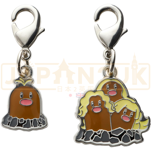 Pokemon Center Japan - A050 / A051 Alolan Diglett & Alolan Dugtrio Metal Charm/Keychain