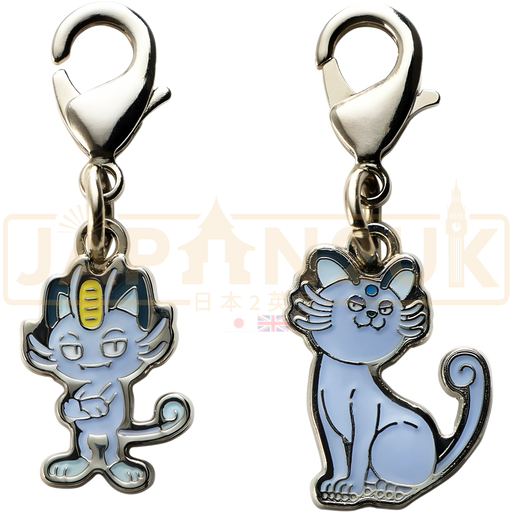 Pokemon Center Japan - A052 / A053 Alolan Meowth & Alolan Persian Metal Charm/Keychain