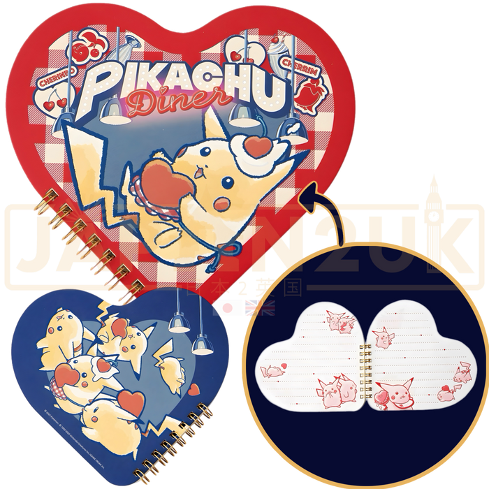 Pokemon Center Japan - Pikachu Diner Heart-Shaped Ring Notebook