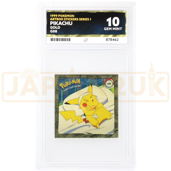 Pokemon Pikachu Gold Holo Artbox Stickers Series 1 G08 English Graded Sticker ACE 10 #878462