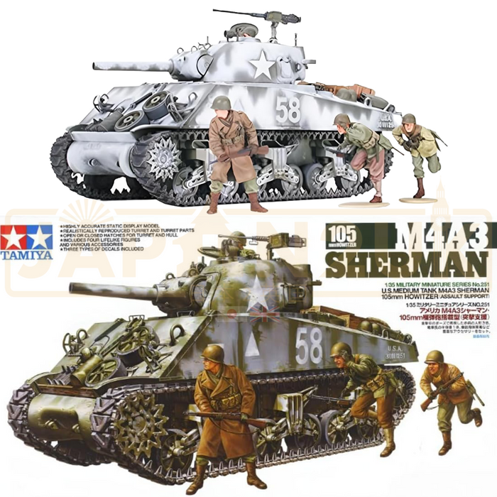 Tamiya U.S Medium Tank M4A3 Sherman 105mm Howitzer 35251 1/35 Scale Model Kit