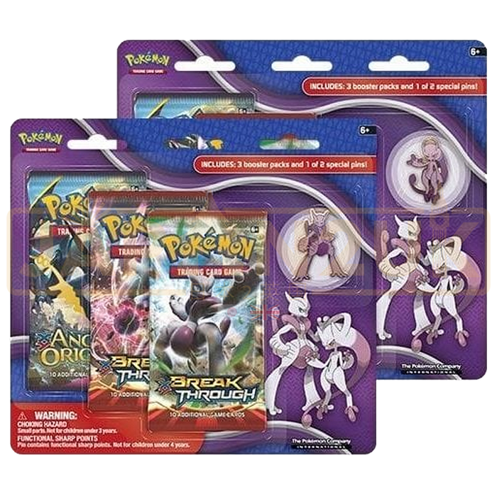 Pokemon BREAKthrough Three Pack English 3-Pack Pin Blister - Mega Mewtwo X