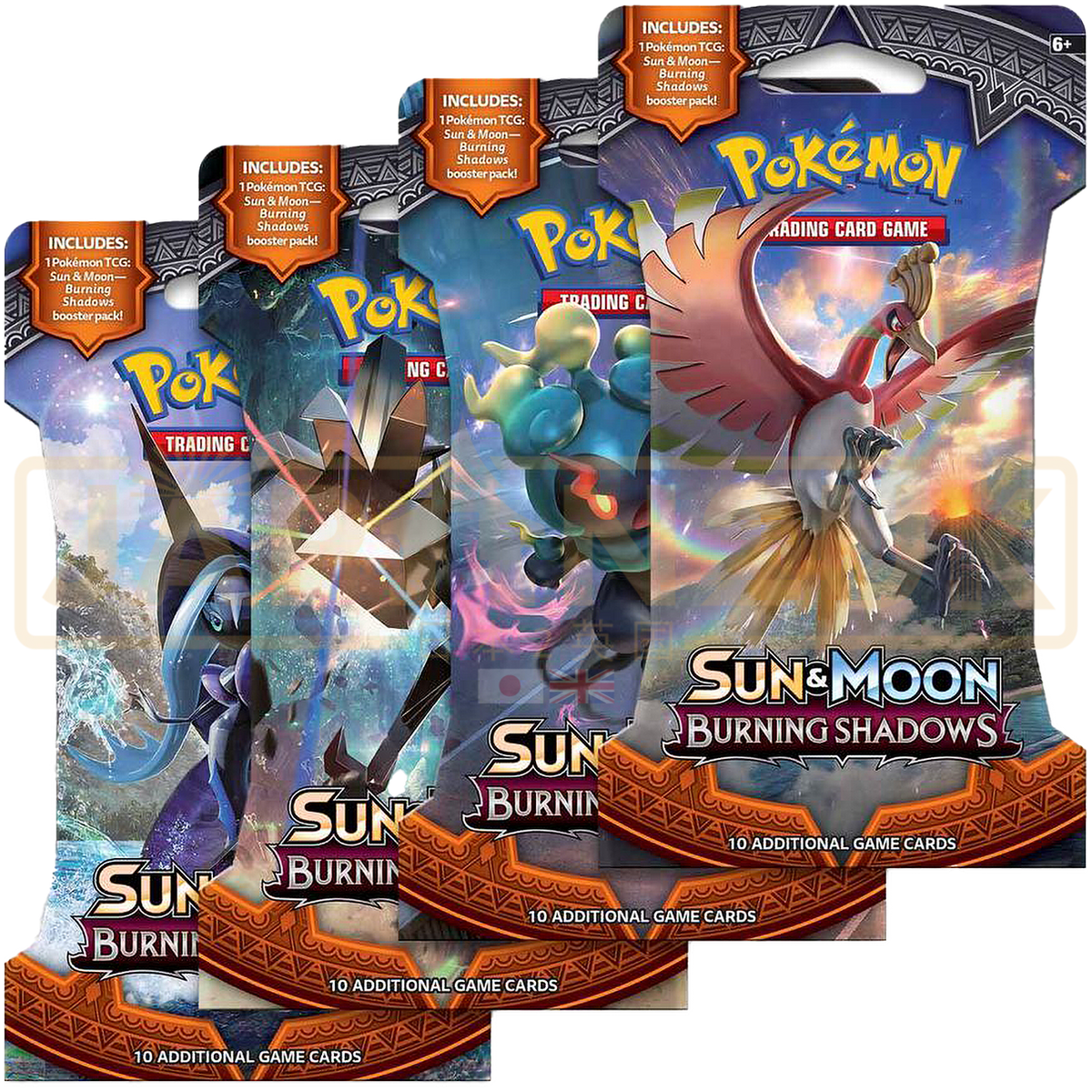 英語版ポケカ BURNING SHADOWS 4パック + おまけ付き Pokemon Burning Shadows English Sleeved Booster Pack. — Japan2UK