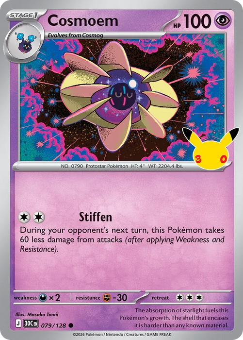 Pokemon Cosmoem Holo 30th Celebration 30C 079/128 English Single Card