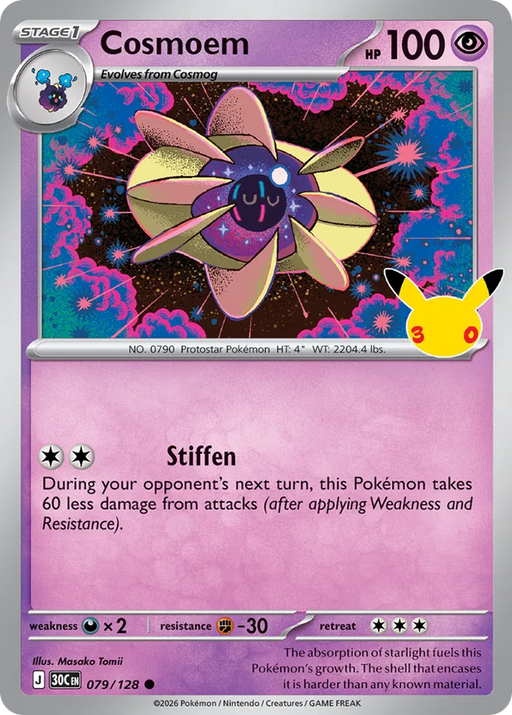Pokemon Cosmoem Holo 30th Celebration 30C 079/128 English Single Card