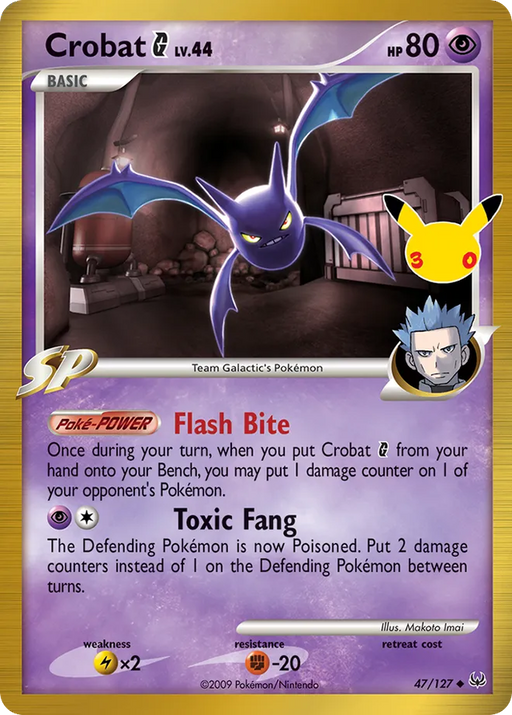 Pokemon Crobat G Classic Holo 30th Celebration 30C 047/127 English Single Card