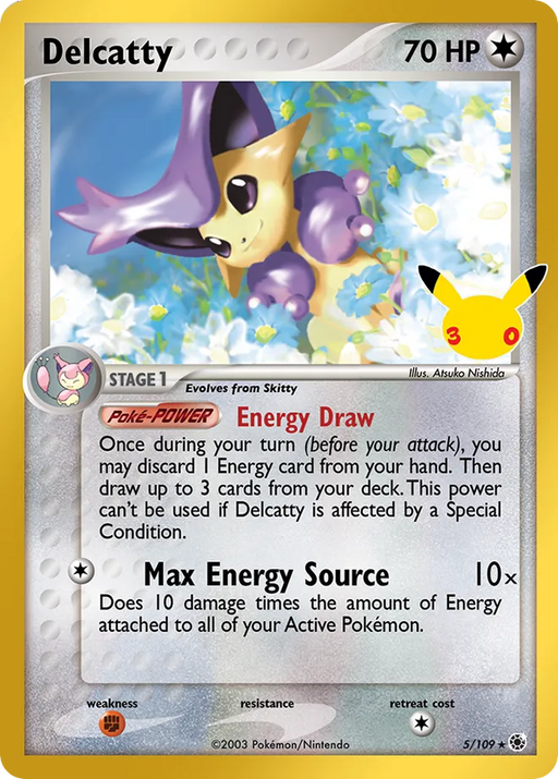 Pokemon Delcatty Classic Holo 30th Celebration 30C 005/109 English Single Card