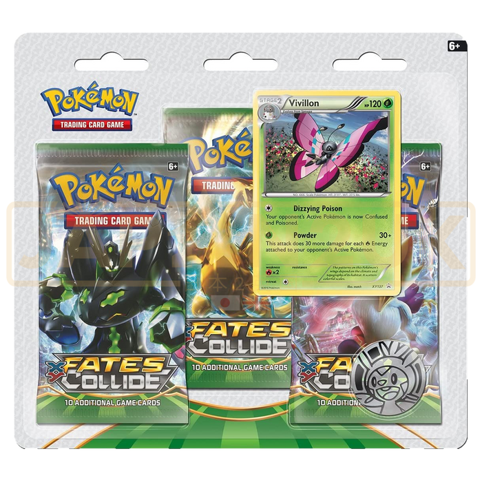 Pokemon Fates Collide English 3-Pack Blister - Vivillon