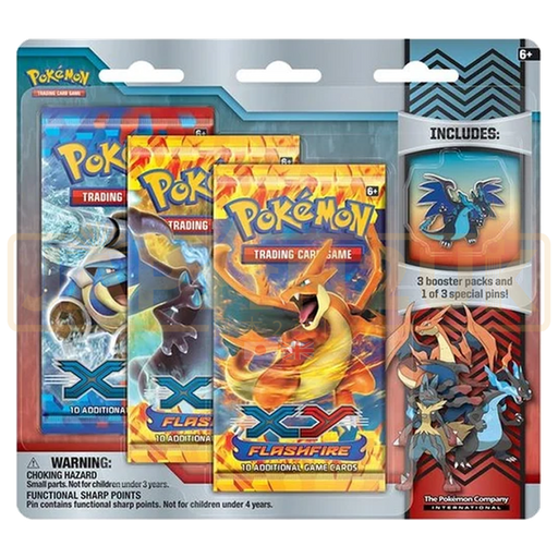 Pokemon Flashfire English 3-Pack Collector Pin Blister - Mega Charizard X