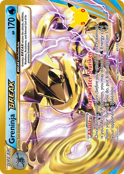 Pokemon Greninja BREAK Classic Holo 30th Celebration 30C 041/122 English Single Card