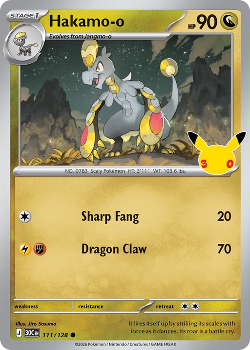 Pokemon Hakamo-o Holo 30th Celebration 30C 111/128 English Single Card