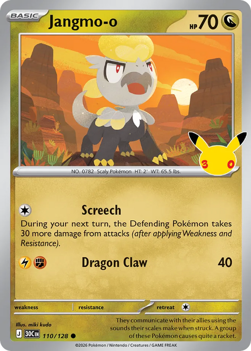 Pokemon Jangmo-o Holo 30th Celebration 30C 110/128 English Single Card