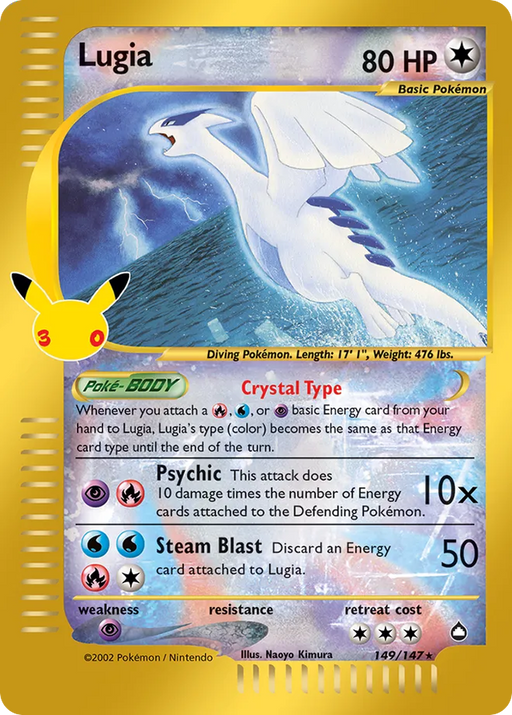 Pokemon Lugia Classic Holo 30th Celebration 30C 149/147 English Single Card