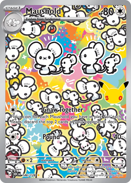 Pokemon Maushold IR 30th Celebration 30C 146/128 English Single Card