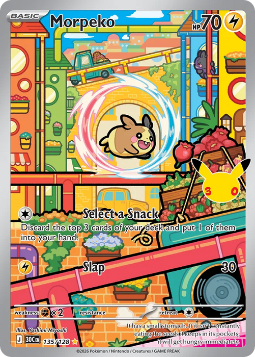 Pokemon Morpeko IR 30th Celebration 30C 135/128 English Single Card