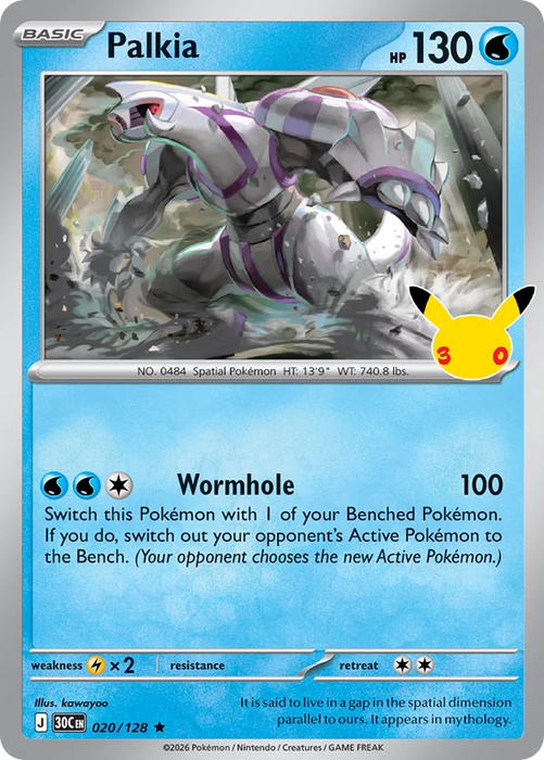 Pokemon Palkia Holo 30th Celebration 30C 020/128 English Single Card
