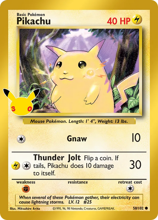 Pokemon Pikachu Classic Holo 30th Celebration 30C 058/102 English Single Card